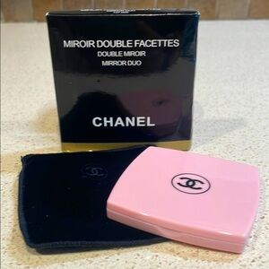 CHANEL NIB Pink Double Mirror Duo in pouch & box
